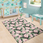 Pink Hibiscus Flower Camouflage Print Area Rug