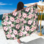 Pink Hibiscus Flower Camouflage Print Beach Sarong Wrap