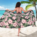 Pink Hibiscus Flower Camouflage Print Beach Sarong Wrap