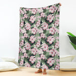 Pink Hibiscus Flower Camouflage Print Blanket