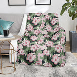 Pink Hibiscus Flower Camouflage Print Blanket