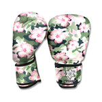 Pink Hibiscus Flower Camouflage Print Boxing Gloves
