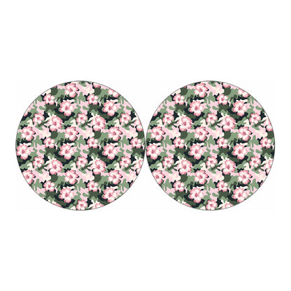 Pink Hibiscus Flower Camouflage Print Car Coasters