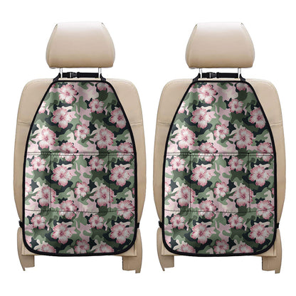 Pink Hibiscus Flower Camouflage Print Car Seat Organizers