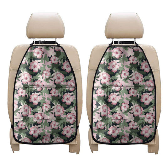 Pink Hibiscus Flower Camouflage Print Car Seat Organizers