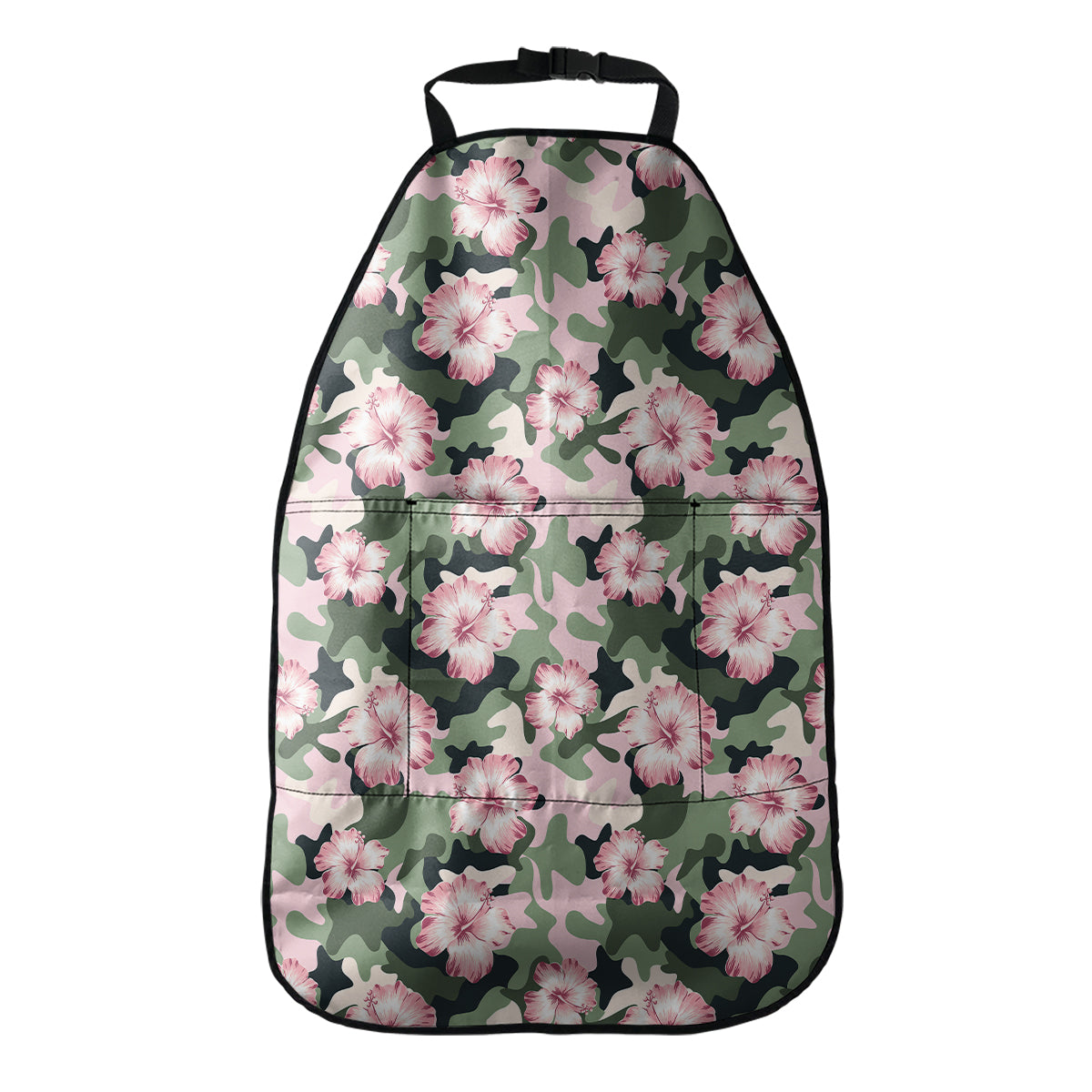 Pink Hibiscus Flower Camouflage Print Car Seat Organizers