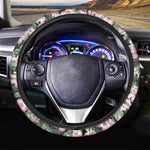 Pink Hibiscus Flower Camouflage Print Car Steering Wheel Cover
