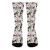 Pink Hibiscus Flower Camouflage Print Crew Socks