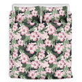 Pink Hibiscus Flower Camouflage Print Duvet Cover Bedding Set