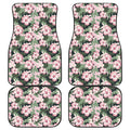 Pink Hibiscus Flower Camouflage Print Front and Back Car Floor Mats
