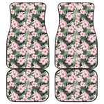 Pink Hibiscus Flower Camouflage Print Front and Back Car Floor Mats