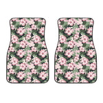 Pink Hibiscus Flower Camouflage Print Front Car Floor Mats