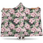 Pink Hibiscus Flower Camouflage Print Hooded Blanket