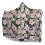 Pink Hibiscus Flower Camouflage Print Hooded Blanket