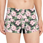 Pink Hibiscus Flower Camouflage Print Men's Boxer Briefs