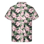 Pink Hibiscus Flower Camouflage Print Men's Short Sleeve Shirt