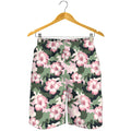 Pink Hibiscus Flower Camouflage Print Men's Shorts