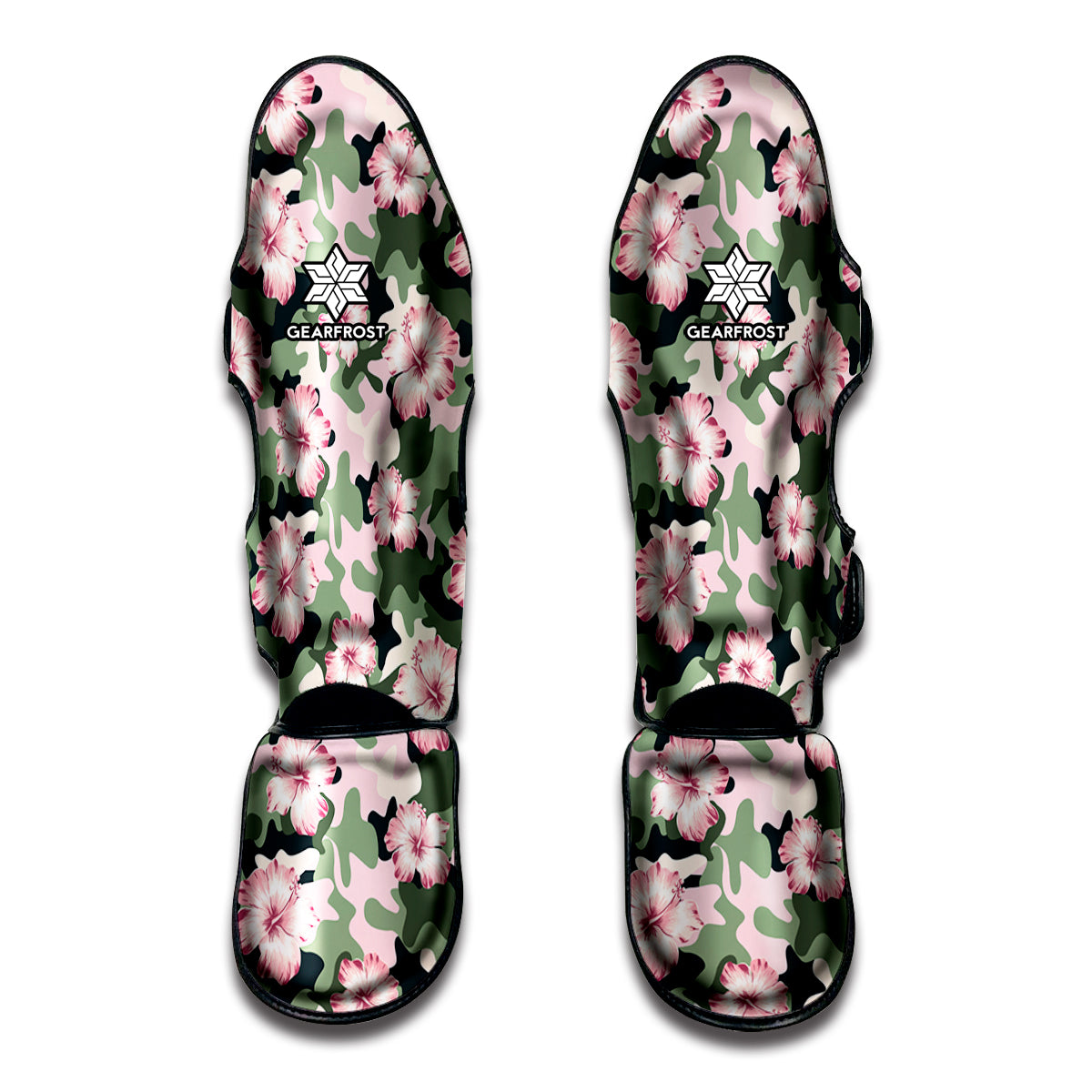 Pink Hibiscus Flower Camouflage Print Muay Thai Shin Guard