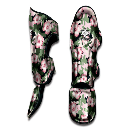 Pink Hibiscus Flower Camouflage Print Muay Thai Shin Guard
