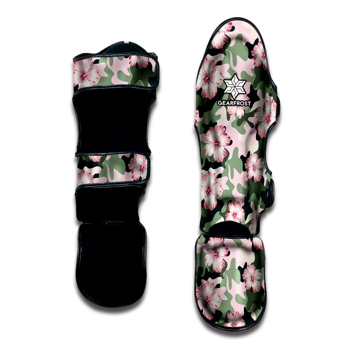 Pink Hibiscus Flower Camouflage Print Muay Thai Shin Guard
