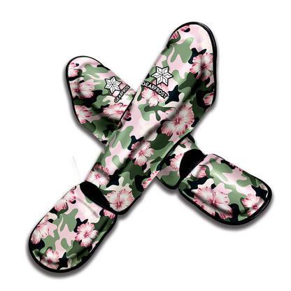 Pink Hibiscus Flower Camouflage Print Muay Thai Shin Guard