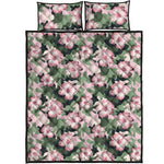 Pink Hibiscus Flower Camouflage Print Quilt Bed Set