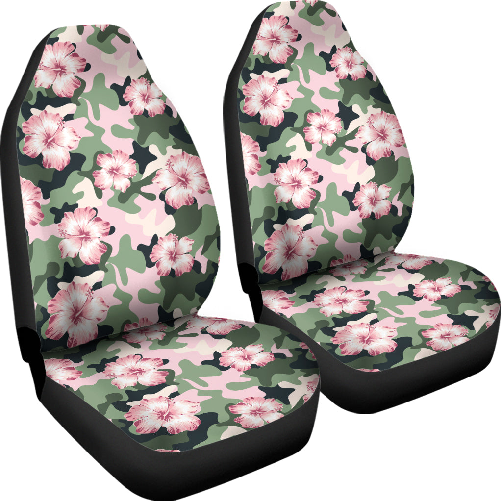Pink Hibiscus Flower Camouflage Print Universal Fit Car Seat Covers