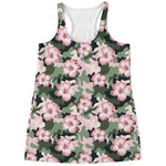 Pink Hibiscus Flower Camouflage Print Women's Racerback Tank Top