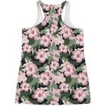 Pink Hibiscus Flower Camouflage Print Women's Racerback Tank Top