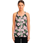 Pink Hibiscus Flower Camouflage Print Women's Racerback Tank Top