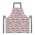 Pink Hibiscus Striped Pattern Print Apron