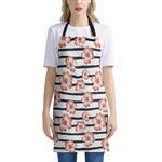 Pink Hibiscus Striped Pattern Print Apron