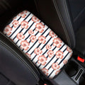 Pink Hibiscus Striped Pattern Print Car Center Console Cover
