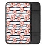 Pink Hibiscus Striped Pattern Print Car Center Console Cover