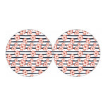 Pink Hibiscus Striped Pattern Print Car Coasters