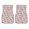 Pink Hibiscus Striped Pattern Print Front Car Floor Mats
