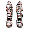 Pink Hibiscus Striped Pattern Print Muay Thai Shin Guards