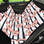 Pink Hibiscus Striped Pattern Print Pet Car Back Seat Cover