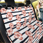Pink Hibiscus Striped Pattern Print Pet Car Back Seat Cover
