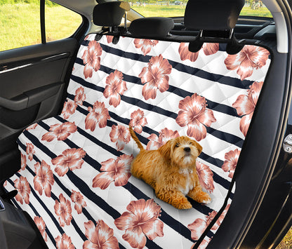 Pink Hibiscus Striped Pattern Print Pet Car Back Seat Cover