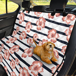 Pink Hibiscus Striped Pattern Print Pet Car Back Seat Cover