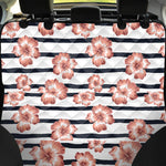 Pink Hibiscus Striped Pattern Print Pet Car Back Seat Cover