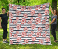 Pink Hibiscus Striped Pattern Print Quilt