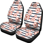 Pink Hibiscus Striped Pattern Print Universal Fit Car Seat Covers