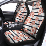 Pink Hibiscus Striped Pattern Print Universal Fit Car Seat Covers