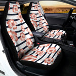 Pink Hibiscus Striped Pattern Print Universal Fit Car Seat Covers