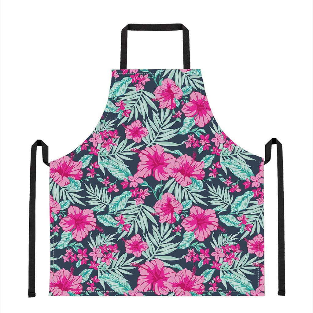 Pink Hibiscus Tropical Pattern Print Apron