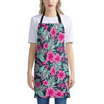 Pink Hibiscus Tropical Pattern Print Apron