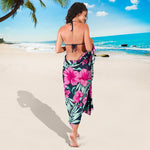 Pink Hibiscus Tropical Pattern Print Beach Sarong Wrap