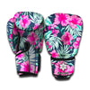 Pink Hibiscus Tropical Pattern Print Boxing Gloves